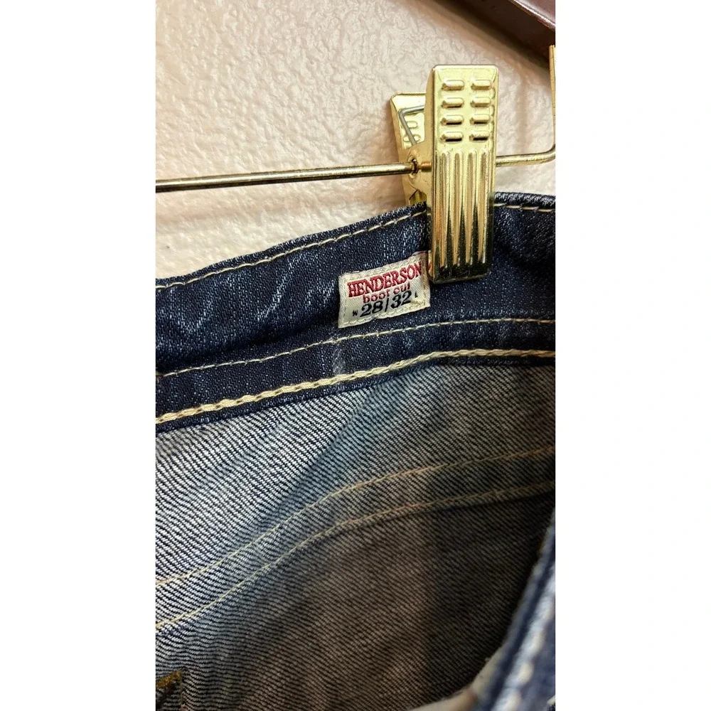 MEK Denim Henderson Bootcut Jeans 28 Dark Wash Distressed Y2K W1HENDB2 DKBLU